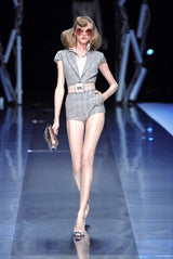 Spring 2008 Alexander McQueen "La Dame Bleue" Black Jumpsuit w Pink Inner Shoulder Detail