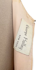 Spring 1967 George Halley Couture Pale Pink Dress w Rhinestones, Hand Emroidery & Flower Detailing