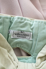 Phenomenal Spring 1991 Original Valentino Runway Pale Pink & Pastel Green Strapless Cut Out Dress