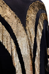 Extraordinary Fall 1992 Paco Rabanne Haute Couture Runway Sample Look 31 Metallic Gold & Black Silk Caftan Dress