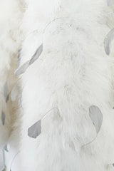 Amazing Vintage Unlabeled Full Length White Fluffy Feather Coat w Extra Wide Bell Sleeves