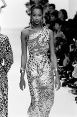 Outstanding 1991-92 Yves Saint Laurent Deep Pink Cut Devore Velvet w Black Under Pattern One Shoulder Dress