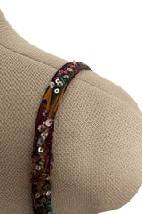 Exquisite 1965-66 James Galanos Couture Heavily Hand Beaded & Sequined Silk Print Dress