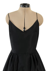 Dreamy 1980s Valentino Black Silk Wide Ruffled Hem Dress w Matching Wide Bell Sleeve Cropped Jacket