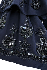Spring 2008 Christian Dior by John Galliano Deep Blue Silk Chiffon One Shoulder Dress w Beading
