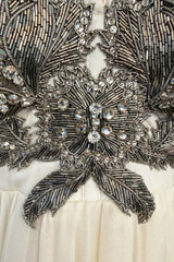 2022 Alexander McQueen by Sarah Burton Silk Chiffon Dress w Silver Bead Detailed Bodice
