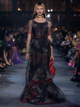 Prettiest Spring 2022 Valentino by Pierpaolo Piccioli Runway Look 88 Recreation of 1971 Dress in Floral Silk Chiffon