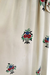 Extraordinary 1973 Ossie Clark & Celia Birtwell Documented Ivory Moss Crepe w Floral