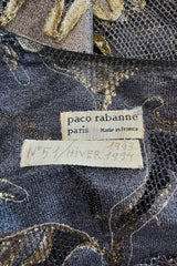 Phenomenal Fall 1993 Paco Rabanne Haute Couture Runway Sample Look 51 Metallic Gold & Silk Net Evening Caftan Coat