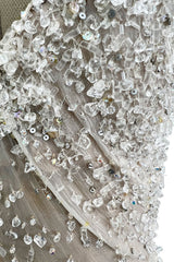 Dreamy 1993 John Anthony Couture Ivory Silk Chiffon Dress w Extensive Beading & Train