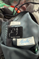 1970s Hanae Mori Silk Twill & Chiffon Caped Overlay Caftan Dress