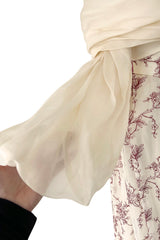 Prettiest 2000s Christian Lacroix Embroidered Net Strapless Dress w Dramatic Sleeved Bolero
