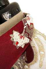 Extraordinary Spring 2022 Valentino by Pierpaolo Piccioli Look 78 Burgundy & White Embroidered Robe Dress