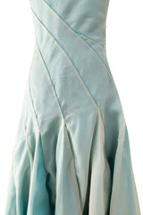 Superb Fall 2005 Richard Tyler Version of Runway Strapless Pale Blue & Ivory Silk Organza Dress