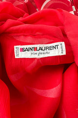 Exceptional & Important Spring 1980 Yves Saint Laurent Runway Red & White Print Silk Organza Dress
