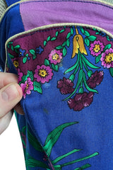 Iconic Spring 1992 Versace by Gianni Versace Jeans Couture Floral Print Full Skirt Halter Mini Dress