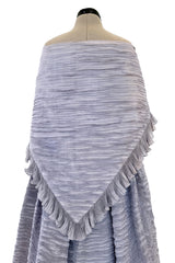 Elegant Late 1950s Sybil Connolly Couture Pale Lavender Pleated Linen Strapless Dress w Shawl