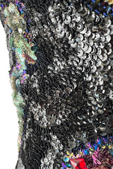 Exquisite 1950s Unlabeled Hand Made Couture Heavily Sequinned & Beaded Strapless Burlesque or Showgirl Dress