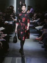 Iconic Fall 2005 Prada by Miucca Runway Look 45 Ad Campaign Rose Print Silk Dress