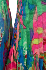 Important 1971 Pierre Cardin Couture Silk Organza Bell Sleeve Dress w Flat Pleated Bodice & Sleeves