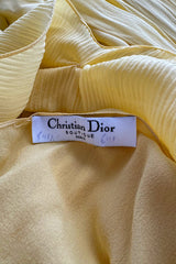 Ethereal 2000s Christian Dior by John Galliano Pale Yellow Silk Chiffon Dress w Barely There Bodice
