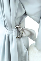 Ultra Rare Fall 1986 Thierry Mugler Ad / Runway Pale Ice Blue Suit w Faux Fur Cuffs & Collar