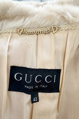 Iconic Fall 1996 Gucci by Tom Ford Runway Look 29 Menswear Inspired Ivory Faux Fur Coat w