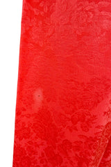 1970s Oscar de la Renta Coral Orange Wide Leg Pant & Long Caftan Tunic Set w Silk Cord Detailing