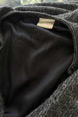Amazing 1970s Kay Cosserat Hand Knit / Handmade Grey Angora Silk Mohair Caftan Dress w Belt