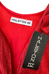 Fabulous 1970s Halston Metallic Red Lame Lurex Full Length Caftan Dress