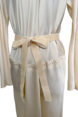 1970s Halston Couture by Roy Halston Bias Cut Silk Dress w Flared Sleeves & Keyhole Back Slit