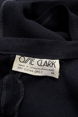 1971 Ossie Clark Couture "Come Fly With Me" Black Moss Crepe Open Back Wrap Dress w Huge Sleeves