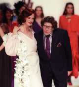 Spring 1990 Yves Saint Laurent Runway Nude Pink Version Silk Plunge Runway Dress w Balloon Sleeves