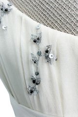 Fall 2003 Alexander McQueen 'Scanners" Runway Look 55 Silk Dress w Silver Sequins & Hand Embroidery
