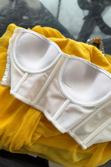 Spring 2009 John Galliano Deep Yellow Silk Chiffon Dress w Rhinestone Detailing