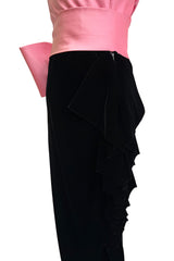 Gorgeous & Chic Fall 1984 Givenchy by Hubery de Givenchy Haute Couture Strapless Pink Silk & Black Velvet Dress