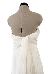 Dreamy Spring 2008 Christian Dior by John Galliano Ivory Silk Chiffon Dress w Hand Done Floral Embroidery