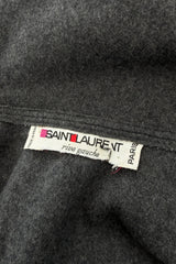 Phenomenal Fall 1977 Yves Saint Laurent Runway Deep Charcoal Grey Fringed Cape w Hood