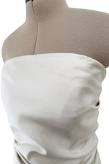 Minimalist 1990s Givenchy Silver Undertone Ivory Strapless Silk Dress w Back Gathering & Shawl