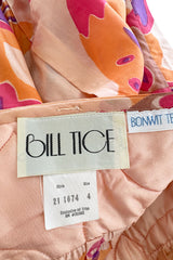 Amazing Late 1970s Bill Tice Printed Tissue Silk Backless Jumpsuit w Balloon Pouf Legs