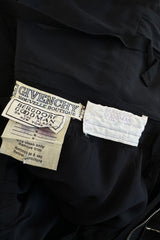 Incredible 1970s Givenchy Demi-Couture One Shoulder Silk Gazaar Dress w Rhinestones Edging