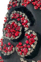 Fall 1978 Givenchy Haute Couture Original Runway Sample Black Silk & Velvet Dress w Beaded Sleeves