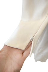 Incredible 1977 Halston Couture Heavy Weighted Ivory Silk Charmeuse Spiral Paneled Dress