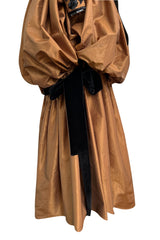 1982 Ady for Givenchy Haute Couture Gold Silk Taffeta Dress w Hand Done Sequin Detailing