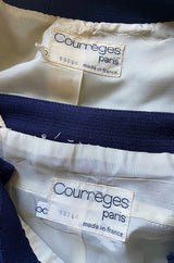 Minimalist Spring 1973 Courreges Numbered Haute Couture Blue Snap Front Jacket & Matching Skirt