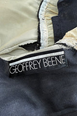 Fabulous 1960s Geoffrey Beene Black Silk Organza Dress w Metallic Gold & Silver Discs & Bead Detail