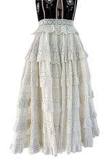 Rare Spring 1977 Bill Gibb "Flowers & Lace" Collection Beaded Halter Ruffle Dress