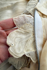 Dreamy Spring 1984 Emanuel Ungaro Haute Couture Runway Ivory Applique Lace & Silk Dress