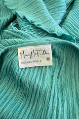 Amazing 1980s Mary McFadden One Shoulder Pleated Two Piece Set Dress w Braided Belt