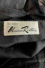 Chic 1970s Bill Blass Black Silk Organza Dress w Balloon Sleeves & Ruffle Detailed Full Skirt